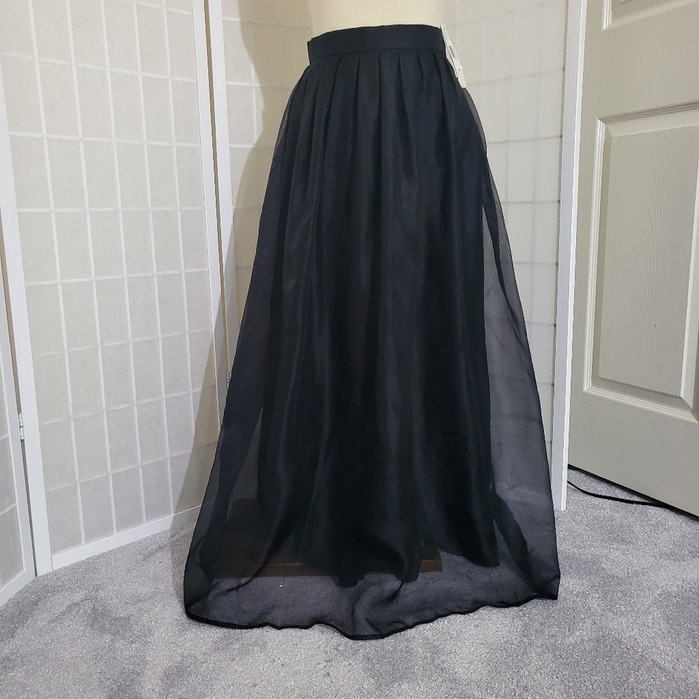 Vintage Silk Sheer Full Circle Skirt Black Formal New Sz 8 - Picture 2 of 3